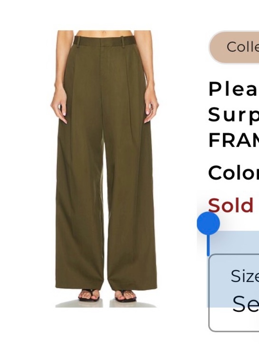 Frame Revolve Pleated Wide Leg Pant in Surplus